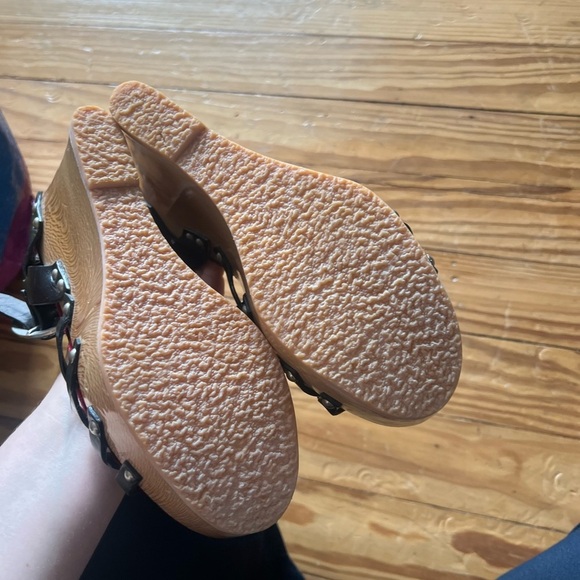 Y2K Dolce & Gabbana Black Leather Platform Wedge Ankle Strap Sandals Size 36.5 - Picture 4 of 14